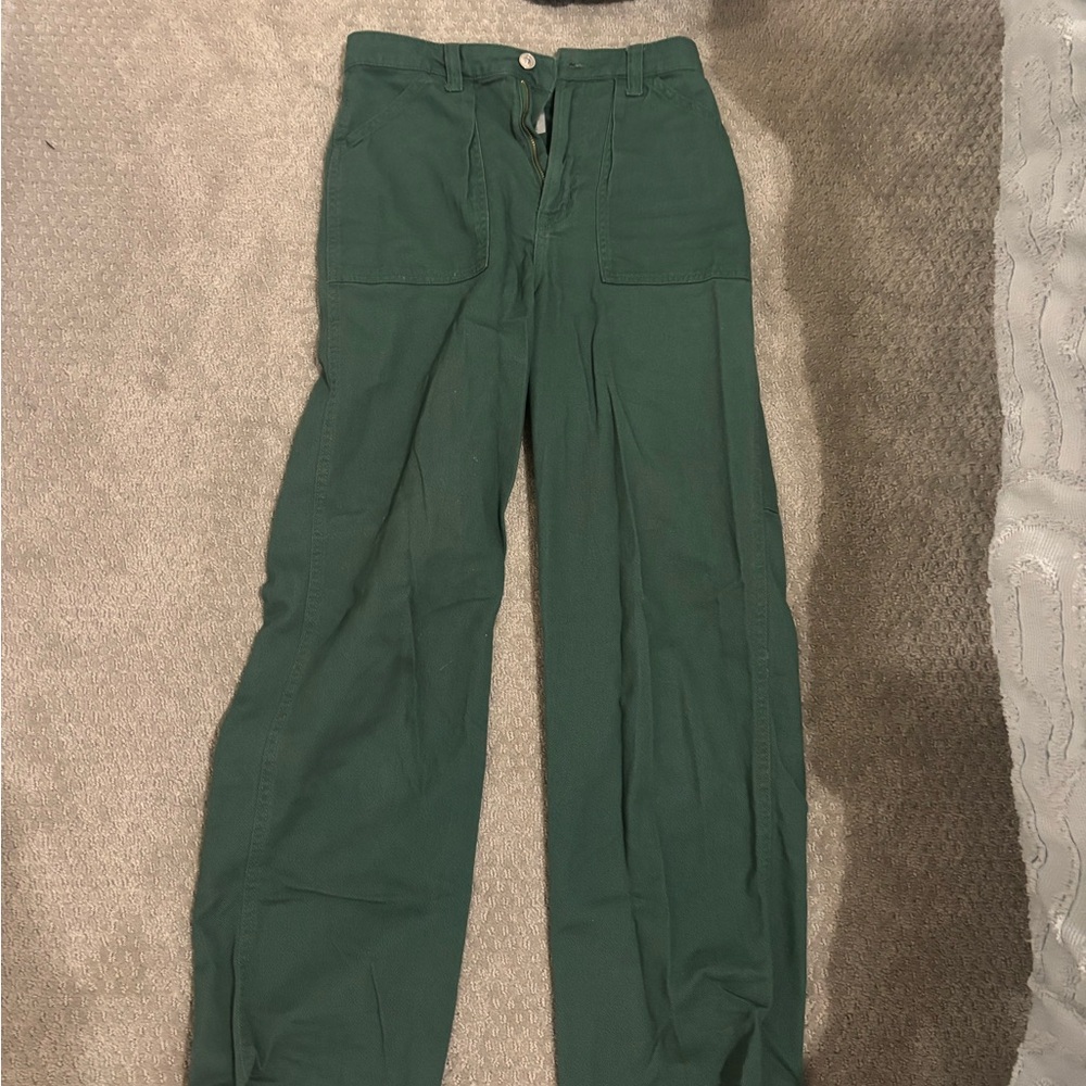 Green High-Waisted Pants cargo jeans